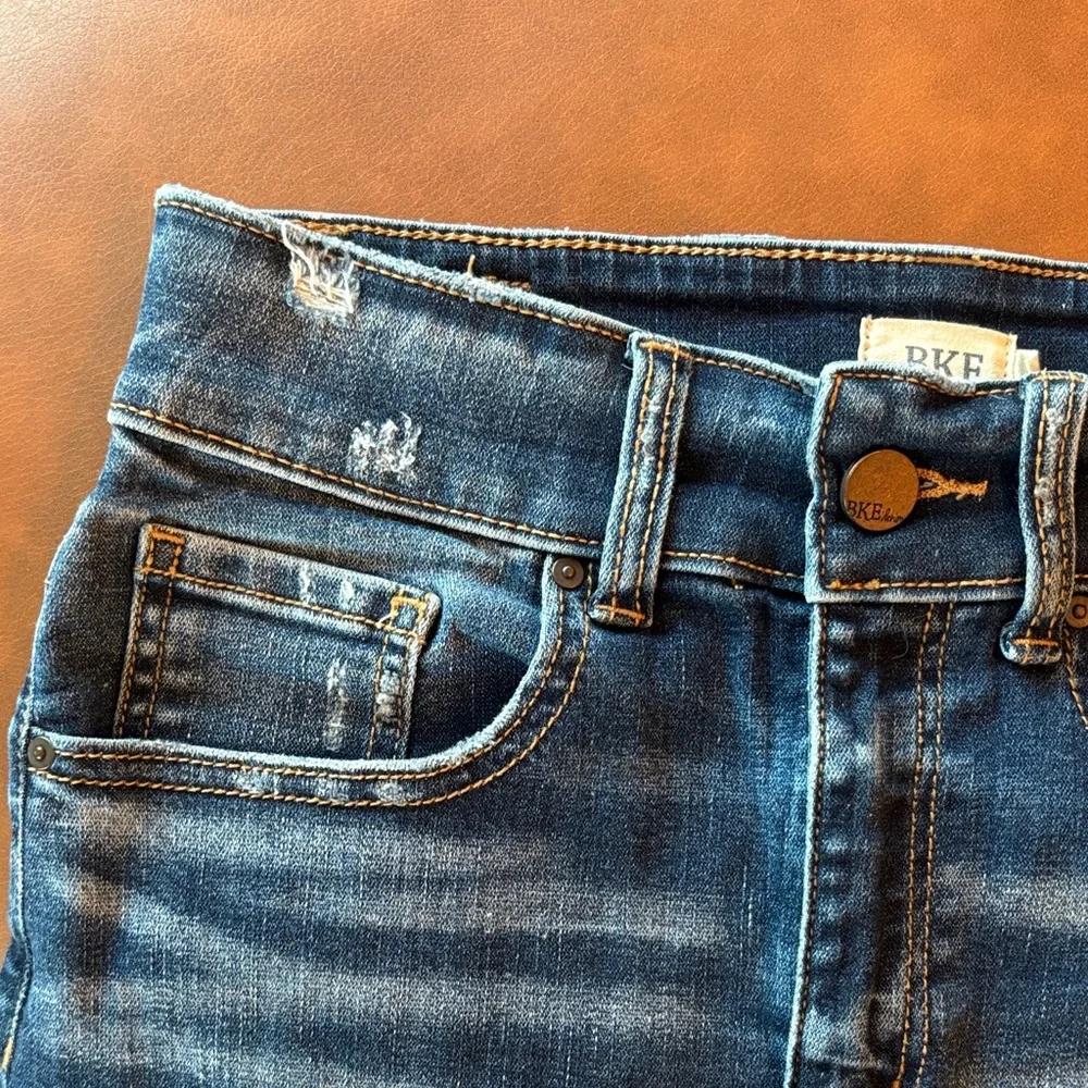 BKE Blue Frayed Hem Mini Skirt - Picture 2 of 7